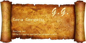 Gera Gergely névjegykártya